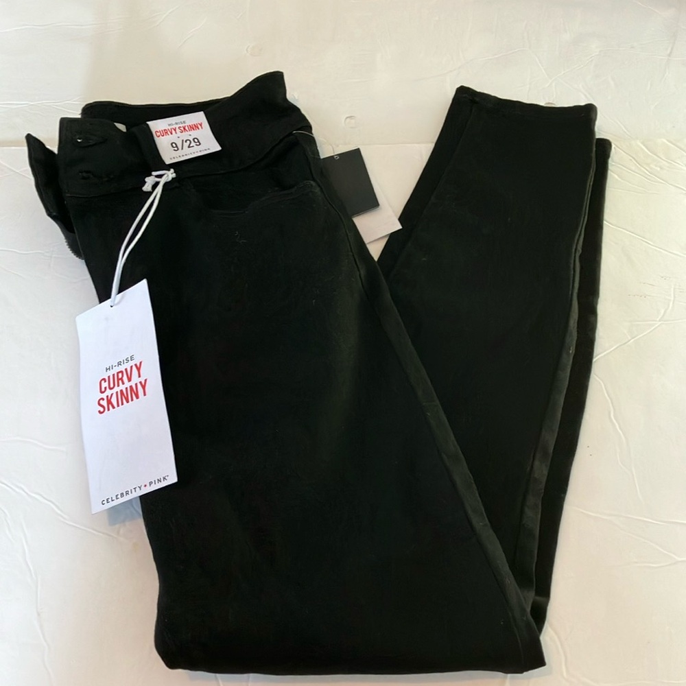 🆕 celebrity pink high rise  black curvy skinny jeans Sz 9